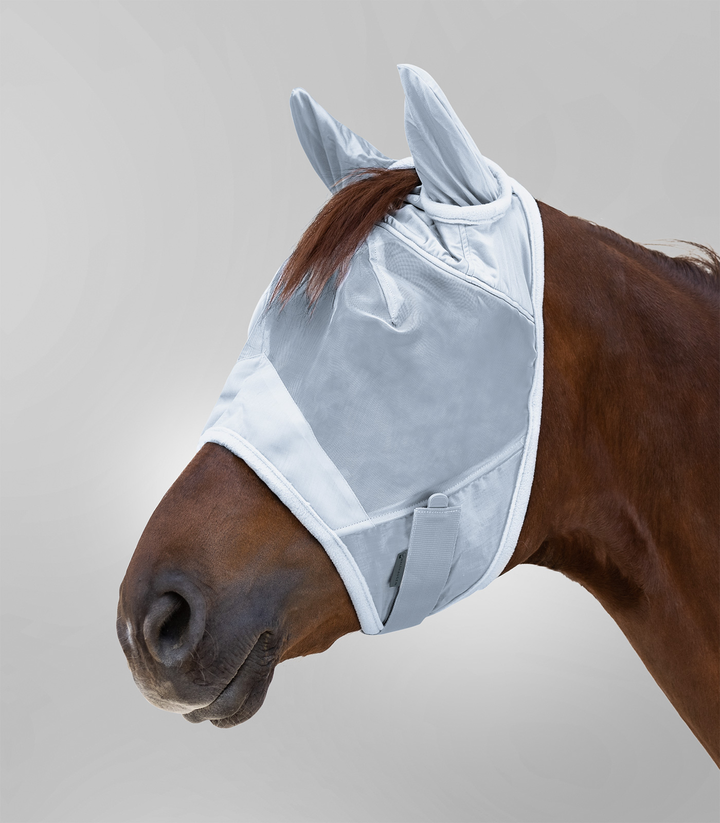 PREMIUM Fly Mask with ear protection silver grey