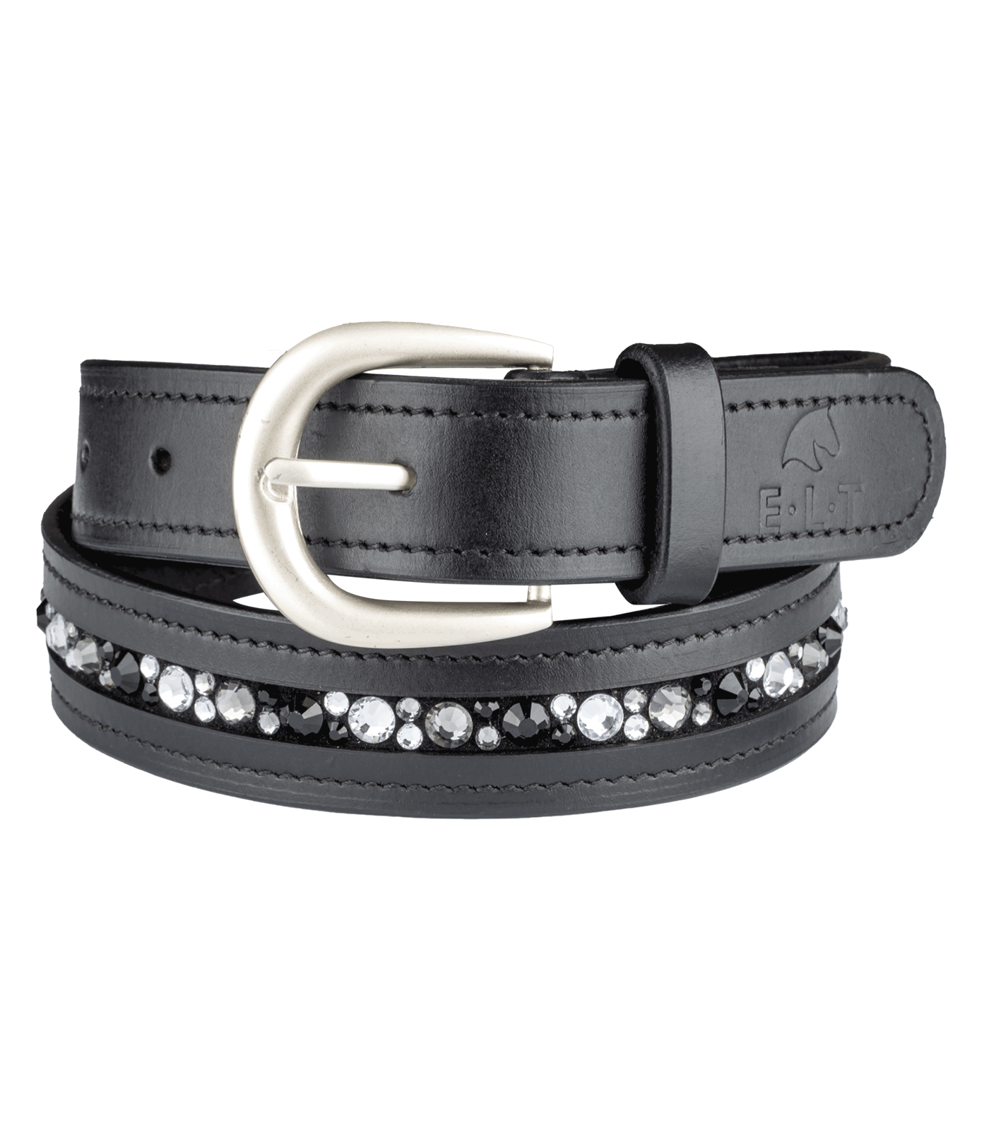 Jewel leather belt black
